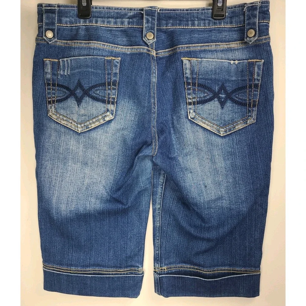 Mossimo Women's Denim Bermuda Shorts Size 15 Blue Stretch Cuffed Jean Shorts
